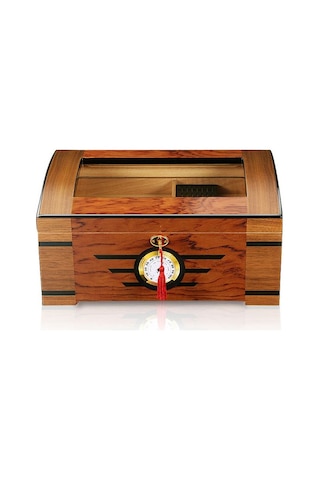 İtalyan Sediri 2 Katlı Camlı Özel Humidor Puro Kutusu ht82