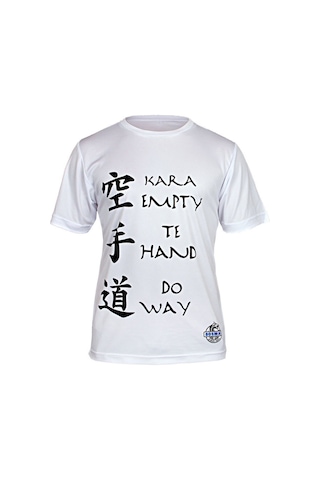 Dosmai Dijital Baskılı Karate Bisiklet Yaka Spor T-shirt Krt093 Beyaz