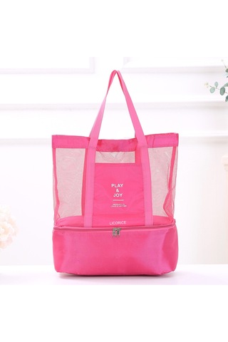 Açık Saklama Çantası, Taşınabilir Omuz Çift Kullanımlı Piknik Çantası Buz Çantası Kırmızı