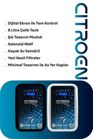 Dijital Pompalı 6 Filtreli Alkali Ph 9 Su Arıtma Cihazı Beyaz