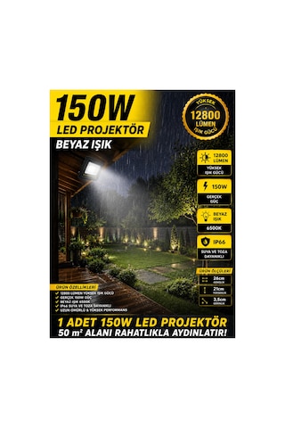 Gerçek 150w Led Projektör Beyaz Işık Ip65 Suya Dayanıklı Bahçe, Veranda, Depo Ve Otopark Aydınlatma,tasarruflu Lamba,düğün Lambası