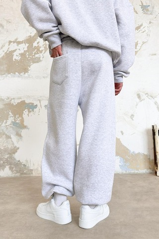 Gri Melanj Cozy Basic Paça Lastik Oversize Eşofman GRI MELANJ