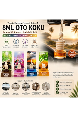 Niyebu Oto Ve Araç Kokusu 8ml Cam Şişe İpli Ahşap Kapak - 24'li Paket