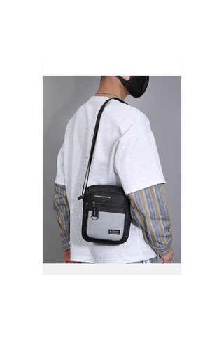 Uıowoo Erkek Omuz Çantası Harfli Ve Metal Halkalı Spor Ve Bisiklet Tek Askılı Sırt Çantası Gri