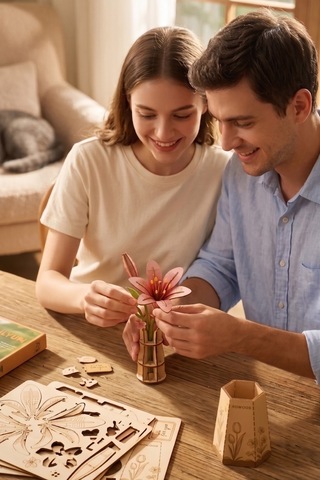 Ahşap Lilyum Maketi 3d Puzzle Ahşap Minyatür Maket Kiti Dıy Kendin Yap