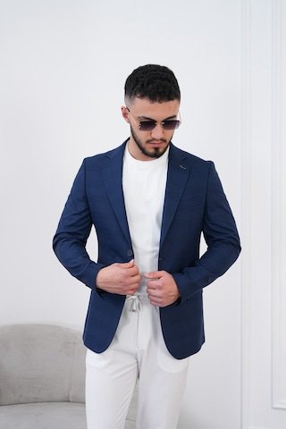 Dupont Classics Dupont Slim Fit Mono Yaka 6 Drop Çift Yırtmaç Keten Erkek Blazer Ceket - Nefes Alabilir Hafif Ceket Lacivert