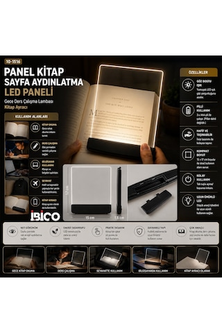 Lunaev Lıght Panel Kitap Sayfa Aydınlatma Led Paneli Kitap Okuma Pilli 15x17 Cm İ10 - 027 .