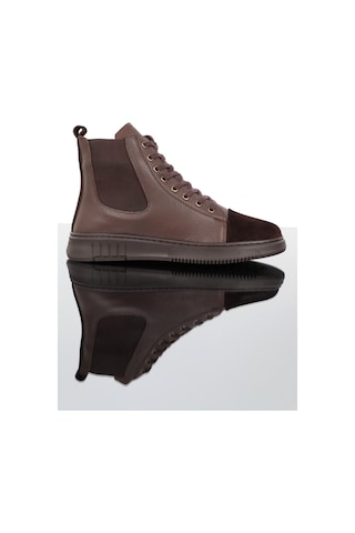 Konfores 1352 Anatomik Tabanlı Hakiki Deri Fermuarlı Erkek Spor B Kahverengi