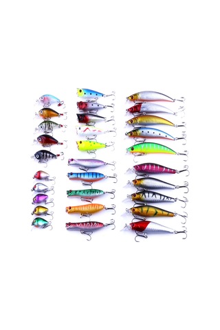 Hengjıa Heng Jıa-setl30 30 Adet Minnow Balıkçılık Cazibesi Seti 6 Modelleri Olta Takımı Plastik Sert Yem