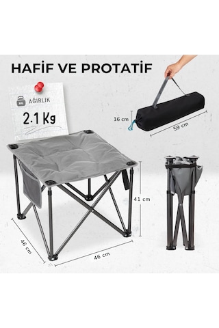 Fundango Cozy Stool Plus Ultra Konforlu Destekli Katlanır Tabure Grey Gri