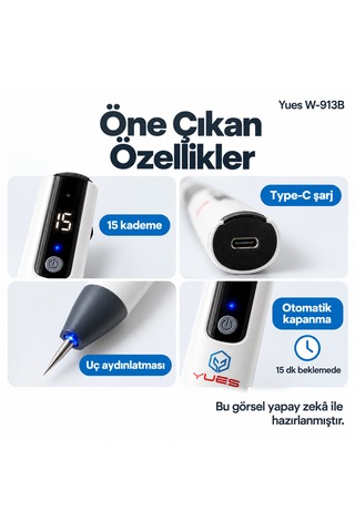 Yues W-913b Ben Alma Kalemi 15 Kademeli Type-c Şarjlı
