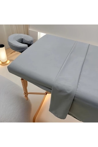 Fochsia Siyah 3 Parça Masaj Yatağı Nev Takımı Yüz Örtüsü Çarşaf Yatak Örtüsü Ve Yastık Kılıfı Spa Kuaför Gri