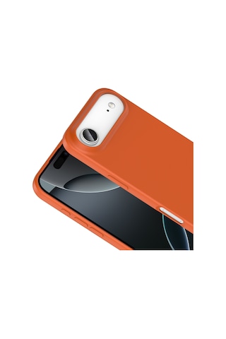 Adige Apple Uyumlu iPhone 17 Air Kılıf Mara Lansman Soft Silikon İçi Kadife Turuncu