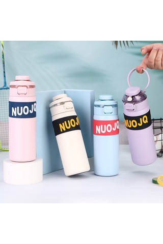 Paslanmaz Çelik Monogram Desenli Vakumlu Saman Fincan Mor