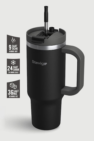 Stevig 2 Moods Tuck-in Tumbler Sızdırmaz Çelik Termos 900 Ml Black St-236 Siyah