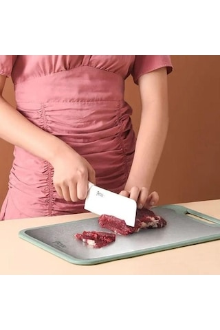 Fastbuy Yeşil Çift Taraflı Kesme Tahtası 304 Paslanmaz Çelik Paspaslı Sebze Tahtası Mutfak L Yeşil