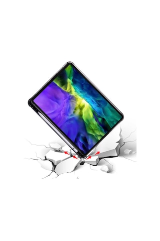 Apple Uyumlu iPad 8. Ve 9. Nesil 10.2 Inç Kılıf Kalemlikli Premium Standlı Kılıf Trifolding Gri Kılıf