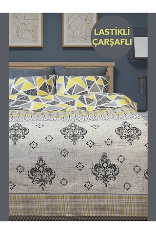 Tek Kişilik Ranforce Nevresim Takımı Lastikli Çarşaflı Modern