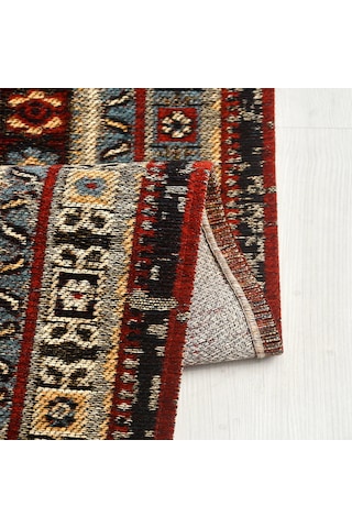 Oknar Nostaljik Kırmızı Robot Süpürge Uyumlu Oturma Odası Salon Saçaklı Kilim Dokulu Kolay Temizlenebilir Hali