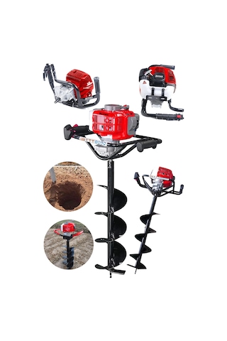 Steiner 11 HP Tam Profesyonel Toprak Burgu Makinesi 15 Cm Uç Kırmızı