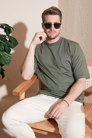 Buratti Pamuklu Oversize Bisiklet Yaka Basic Erkek T Shirt 5902365 Haki