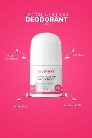Yeşilmarka Gül Kokulu Doğal Unisex Roll-On Deodorant 50 ML