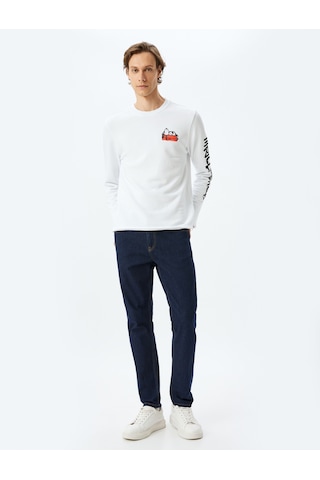 Koton Bisiklet Yaka Uzun Kollu Pamuk Karışımlı Lisanslı Snoopy Sweatshirt Beyaz 5wam70205mk Beyaz