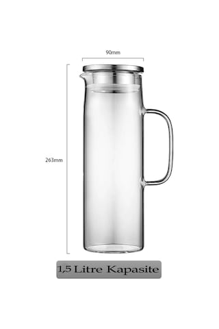 Kapris Metal Kapaklı Cam Sürahi 1300 Ml Sa6863