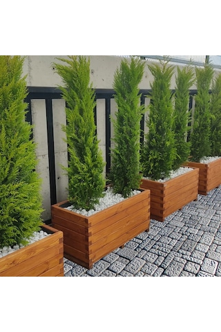 Ahşap Çiçeklik 100x30x40 Cm Emprenyeli Dış Mekan Saksısı