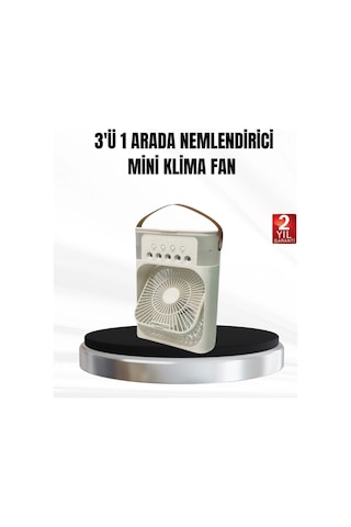 Mey İthalat 3 Ü 1 Arada Mini Klima Fan Usb Şarjlı, 7 Renk Gece Lambalı Ve Nemlendirici
