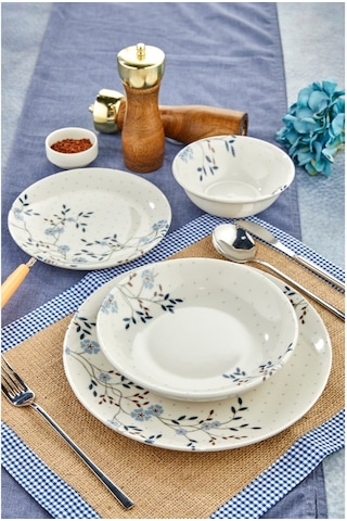 Cooker 24 Parça Porselen Yemek Takımı - 6 Kişilik Beyaz