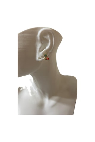 Taşlı Kiraz Tasarım Tragus Helix Pearsing Kıkırdak Küpe Altın