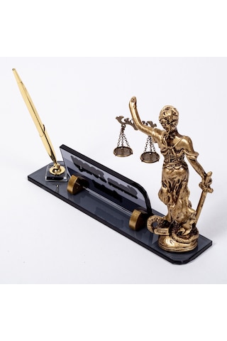 Themis Biblolu Kristal Masa İsimliği Hediye Avukat Ofis İsimlik