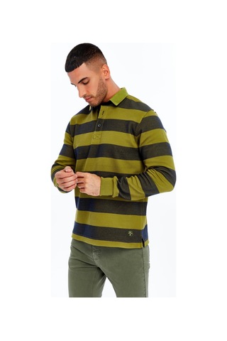 AR-MA Arma Erkek Örme Ribanalı Regular Fit Çizgili Polo Yaka Sweatshirt %95 Pamuk %5 Elastane K30554952902 Haki