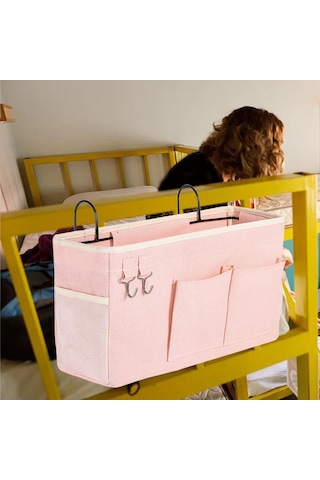 Suntek Yatak Başı Askılı Saklama Çantası Düzenleyici Pembe