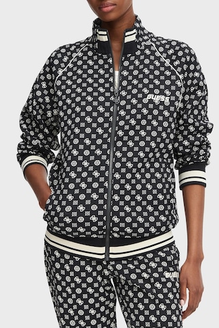 Guess Aggie Scuba Regular Fit Logo Baskılı Dik Yaka Sweat V5yq03kb212 Kadın Sweat V5yq03 Kb212 Pmqw Siyah