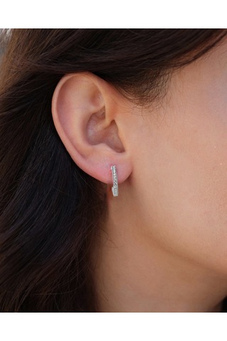 Brezza Lusso Jewelry Tamtur Işıltı Dizilim Night Kadın Gümüş Küpe 18 Mm