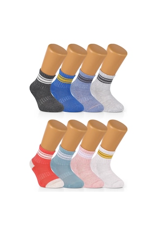 Ozzy Socks 8 Çift Pamuklu Bebek Çocuk Çizgili Soket Çorap Çok Renkli
