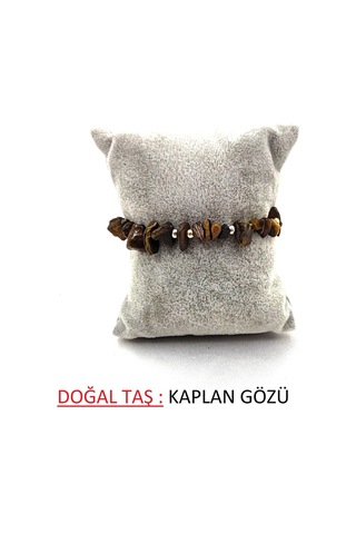 Kırık Doğal Taş Ayarlanbilir Bileklik Koyu Kahverengi