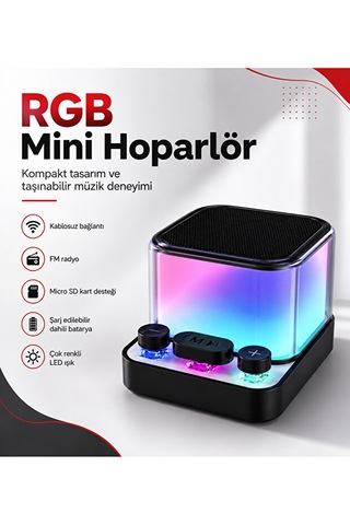 Mini Bluetooth Hoparlör Rgb Işıklı 5w Tws Fm Radyo Micro Sd Kart Destekli Şarjlı Ses Bombası Henüz Yorum Yazılmamış.