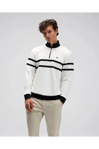 Ellesse Yarım Fermuarlı Erkek Sweatshirt Em619 Ekru