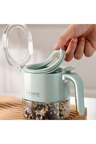 Kaşıklı 500ml Sağlıklı Kurşunsuz Camlı Nem Geçirmez Baharatlık Kavanoz Saklama Kabı Asorti Renk Karışık