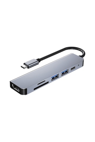 Skycity Alüminyum 6-in-1 Usb-c Hub: 4k Hdmı, Usb 3.0/2.0, 87w Pd, Sd/tf Kart Okuyucu Çok Fonksiyonlu Docking Station