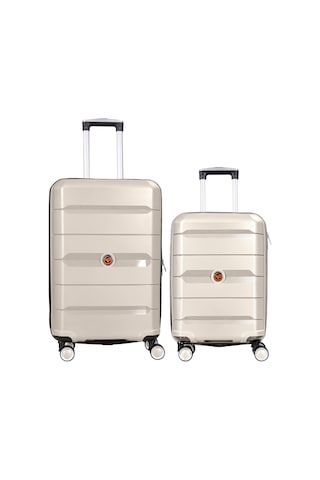 Npo Diamond Pp Polipropilen Küçük Ve Orta Boy 2'li Kırılmaz Valiz Seti - Kemik Kemik