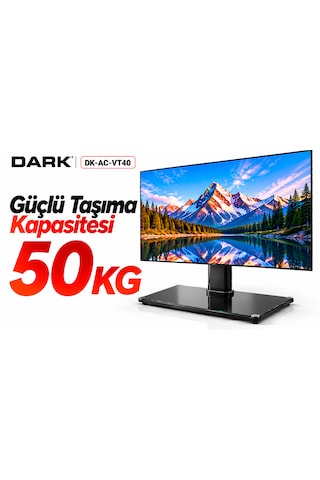 Dark Dk-ac-vt40 32"-65"50kg Ayarlanabilir Masaüstü Tvstandı 3 Kademeli Yükseklik Siyah Temperli Cam