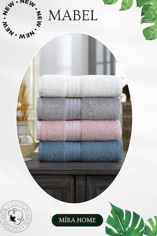 4 Lü El Yüz Havlu Seti %100 Pamuklu 50x85 Cm Mabel Koyu Mavi