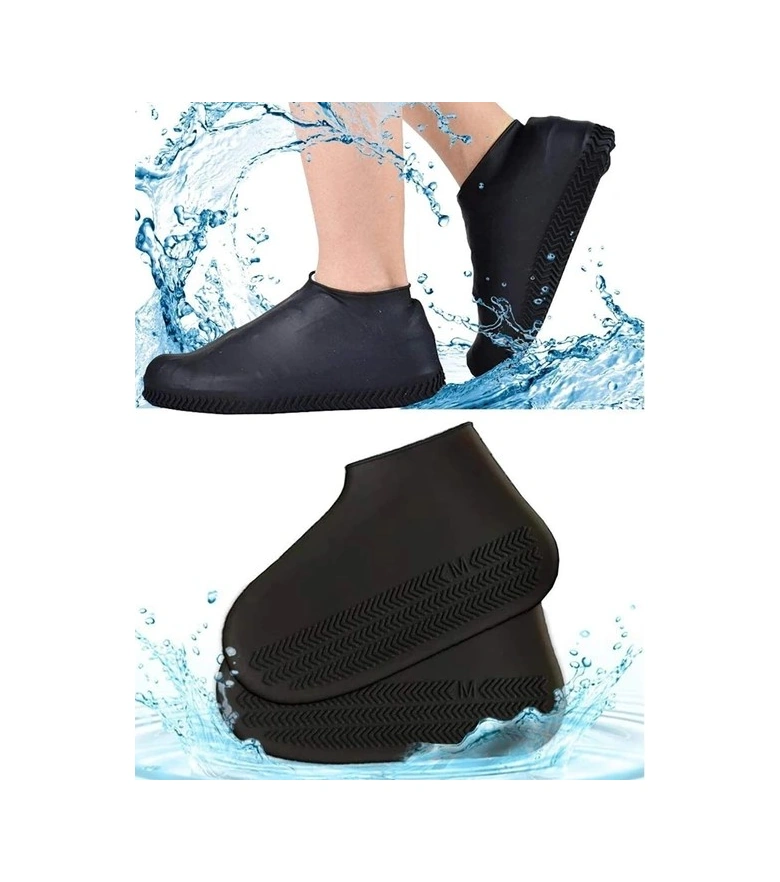 Lunaev Silikon Ayakkabı Kılıfı Kaymaz Su Kir Geçirmez M Beden Siyah 4