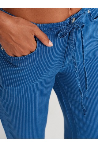 Dilvin 72022 Çizgili Lyocell Denim Pantolon-lacivert Lacivert