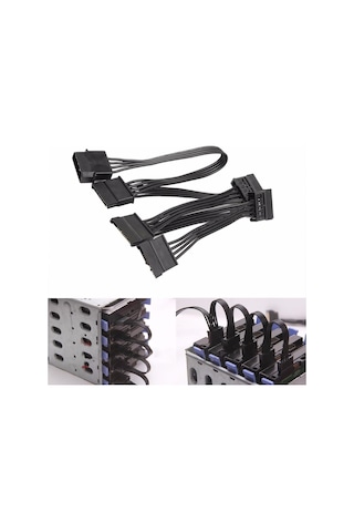Alfais 4355 Molex IDE 4 Pin To 5 Port Sata Power HDD Güç Çoklayıcı Kablosu 60 cm