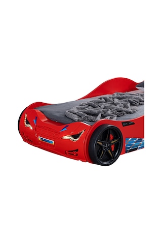 Arabalı Yatak, Süpers Bazalı Rüzgarlıklı Arabalı Yatak, Ledli - Kırmızı 1 Adet Comfort Yatak